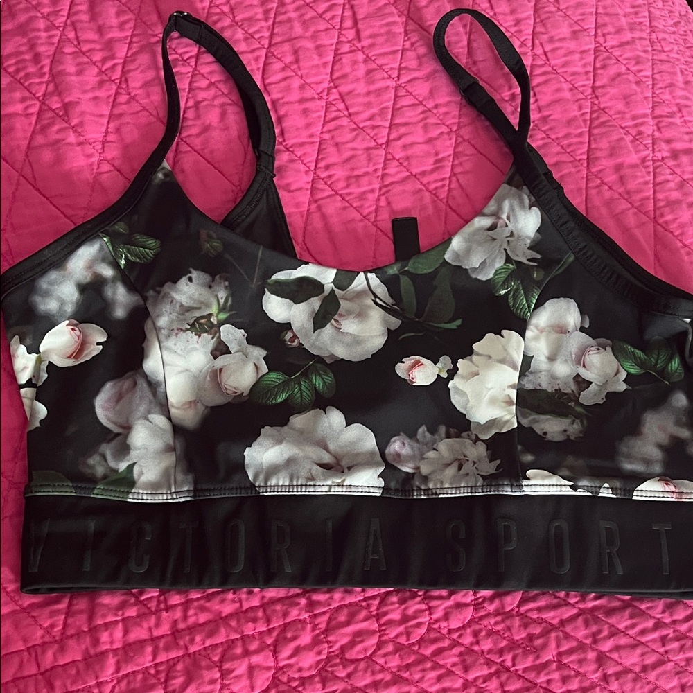 Victoria's Secret Black Floral Sports Bra